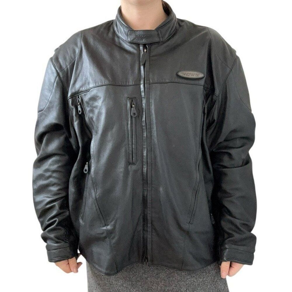 Harley Davidson Mens FXRG Series 1 Black Leather Biker Motorcycle Jacket 2XL